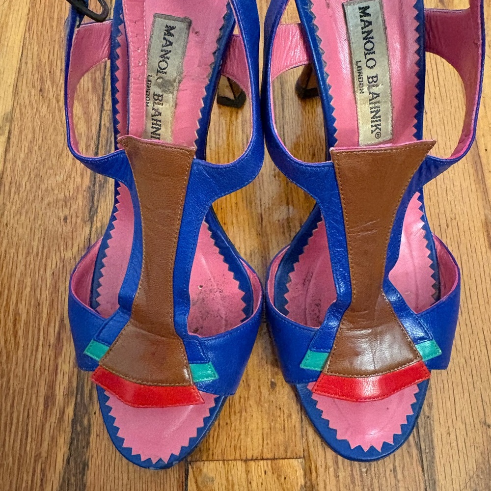 Vintage Manolo Blahnik strappy heels 37.5 - Picture 13 of 14